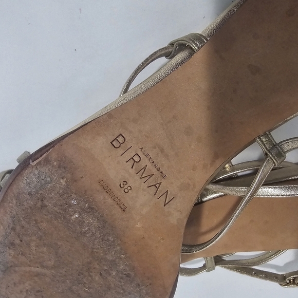 Alexandre Birman Naya Slingback Gold Strappy Heeled Sandal Metalic Evening Holid - Picture 12 of 12